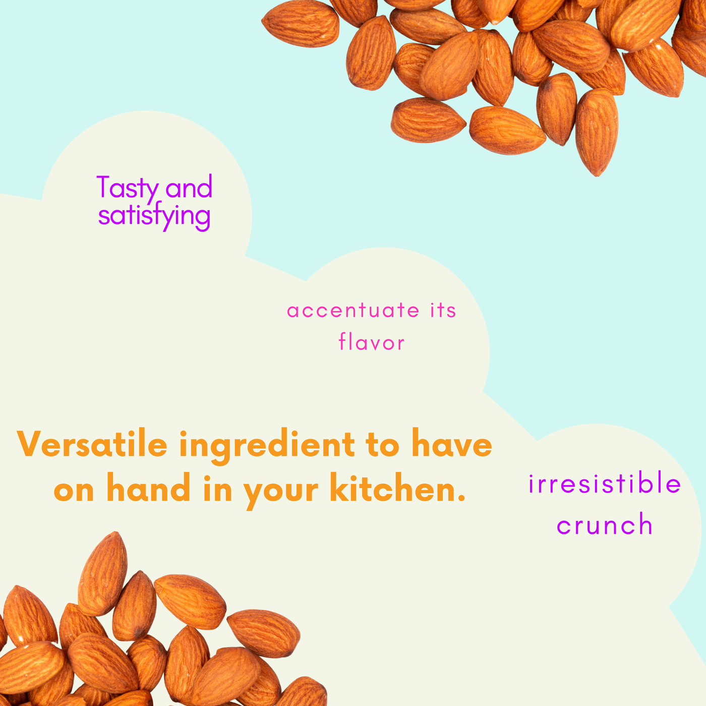 Roasted Unsalted Almonds, Whole almonds (1 lb Bag) by Snakis