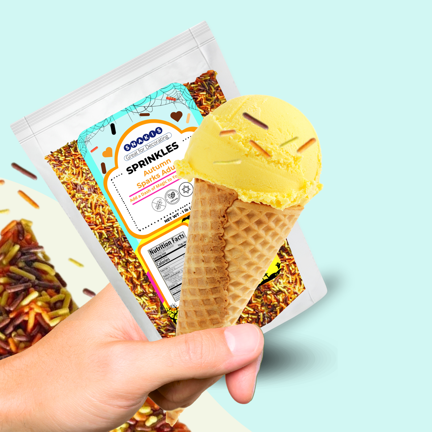 Autumn Sprinkles, Festive Fall Sprinkles for Halloween Treats - (1 Lbs) by Snakis