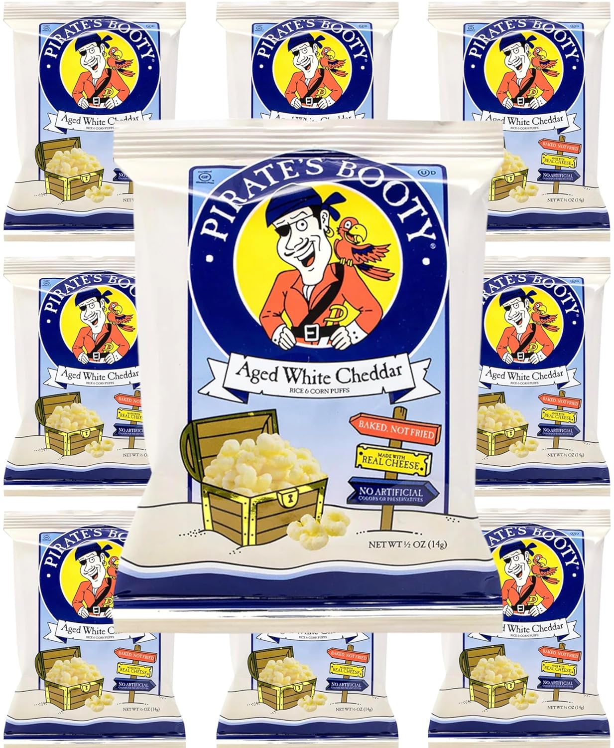 Pirate's Booty Aged White Cheddar Cheese Puffs, 0.5oz ( 10 Pack)